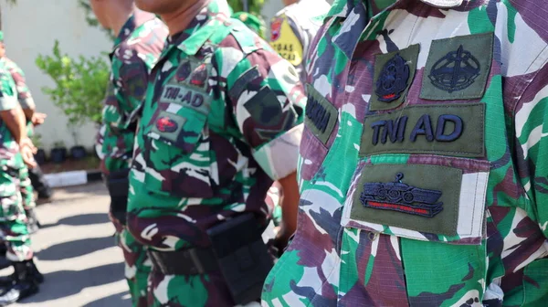 Exército Indonésio Tni Está Realizando Desfile Tropas Pekalongan Indonésia 2023 — Fotografia de Stock