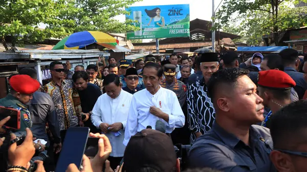 Presidente Indonesiano Joko Widodo Ora Jokowi Quando Visita Mercato Tradizionale — Foto Stock