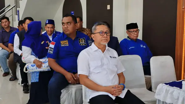 Stock image Minister of Trade and party chairman PAN Zulkifli Hasan when campaigning, Pekalongan Indonesia October 11 2023