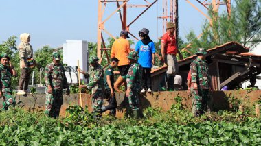Subaylar nehirde temiz su sümbülü, Pekalongan Endonezya 25 Ocak 2024