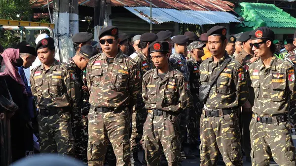 stock image Barisan Ansor Serbaguna (The Multipurpose Ansor Group) better known as Banser, Pekalongan Indonesia Mey 29 2024