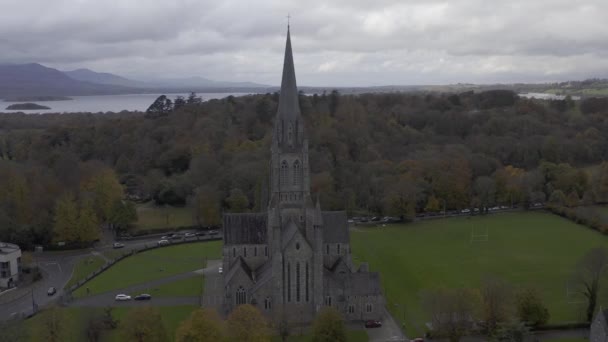 Katedra Marys Jesień Lot Okrężny Killarney Ireland Wysokiej Jakości Materiał — Wideo stockowe