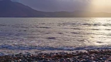 Tralee in Ireland from above, dramatic sky, beautiful clouds, sunset. High quality 4k footage