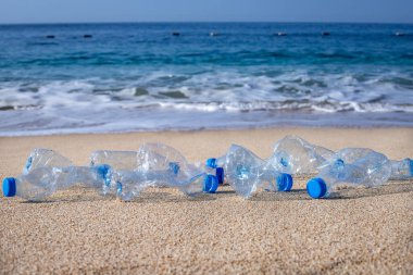 Deniz kenarındaki plastik kirliliği.