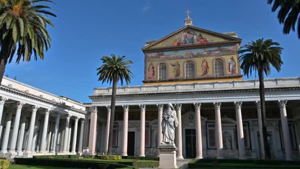 Szent Pál Pápai Bazilika Falakon Kívül Egyike Négy Római Pápai — Stock videók