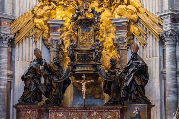 stock image Is a Catholic basilica located in St. Peter's Square in the Vatican City state; it is a masterpiece of Italian art and one of the symbols of Rome, of which it dominates the panorama.