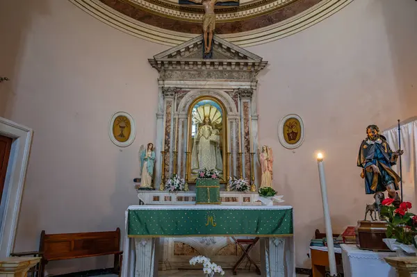 stock image The Church of San Rocco, known as the Madonna del Carmine is located in Scanno. It is also called the Madonna del Carmine, because since 1784 it has been the seat of a confraternity of the same name