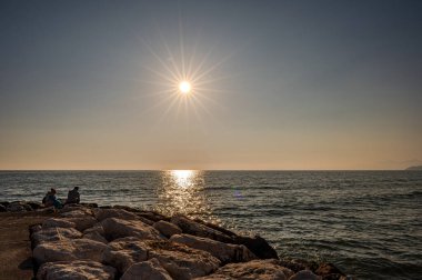 Marina di Minturno, Lazio, İtalya. Kışın deniz