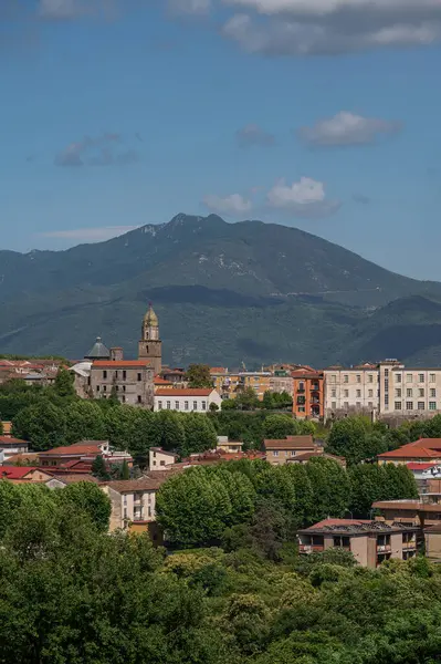 stock image Town of pre-Roman origins, located on the slopes of the volcanic massif of Roccamonfina.  View of the historic center.