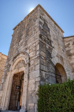 The church of San Pietro in Albe stands on the hill of San Pietro, one of the three hills surrounding Alba Fucens, the Roman city founded in 304 BC at the foot of Mount Velino. clipart