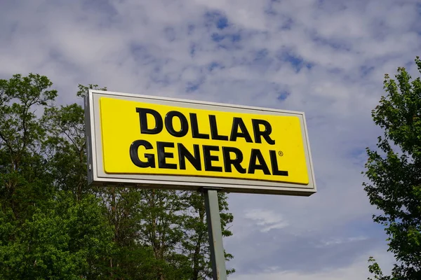 Stock image New Lisbon, Wisconsin USA - May 29th, 2023: Dollar General sign standing outside during a sunny day.