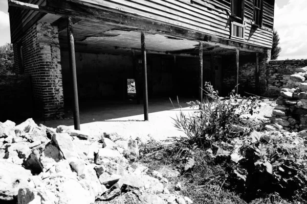 Abandonné Vieux Bois Condamné Intérieur Une Vieille Maison Ripon Wisconsin — Photo