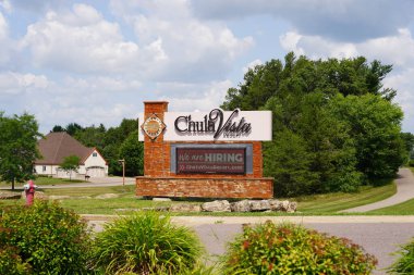 Wisconsin Dells, Wisconsin ABD - 24 Temmuz 2023: Chula Vista Resort, Marka Koleksiyonu Wyndham Otel Binası.