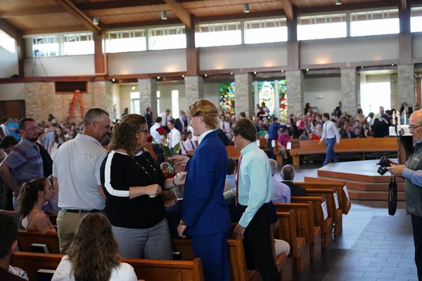 Fond Lac Wisconsin Eua Junho 2020 Celebração Formatura Escola Católica — Fotografia de Stock