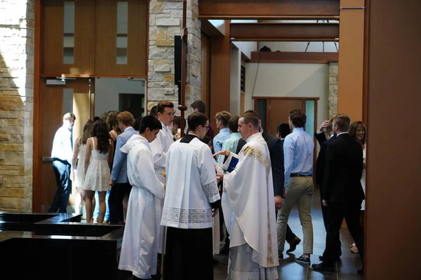 Fond Lac Wisconsin Eua Junho 2020 Celebração Formatura Escola Católica — Fotografia de Stock