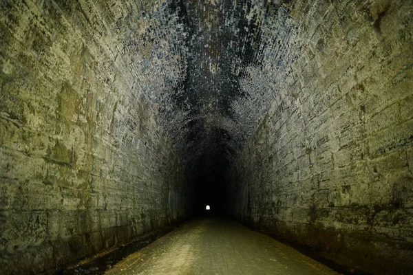 Inne Gammal Tågtunnel Som Cykelled — Stockfoto