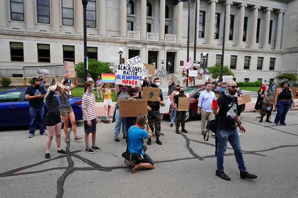 Kenosha Wisconsin États Unis Juin 2020 Les Partisans Blm Antifa — Photo