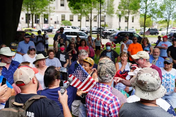 stock image Kenosha, Wisconsin / USA - June 27th, 2020: Many Wisconsinites come out to back the badge rally for blue lives matter law enforcement support rally and rallied together at civic center park