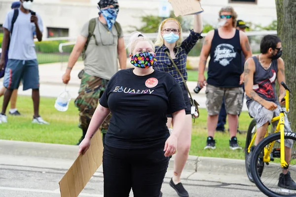 Kenosha Wisconsin Usa Juni 2020 Blm Tilhængere Antifa Involveret Bekæmpe - Stock-foto
