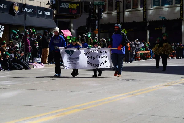 stock image Milwaukee, Wisconsin USA - March 12th, 2022: Dancing Grannies danced around during St. Patrick's Day Irish parade celebration