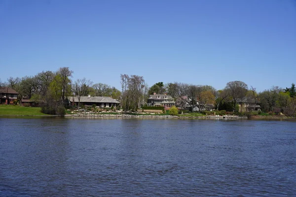 Rockford Illinois Abd Nisan 2023 Güzel Lüks Evler Rock River — Stok fotoğraf