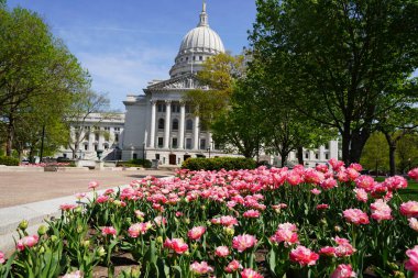 Madison, Wisconsin ABD - 9 Mayıs 2023: Madison, Wisconsin Eyalet Hükümet Binası.