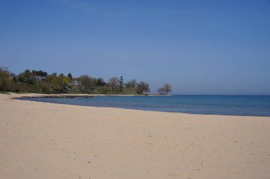 Sheboygan, Wisconsin 'de Michigan Gölü' ne sahil şeridi