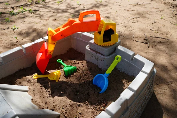 Caja Arena Para Niños Con Una Excavadora — Foto de Stock