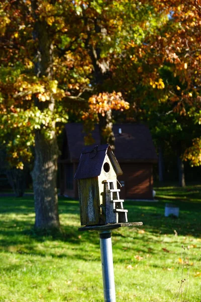 Деревянные Птичьи Домики Сидят Снаружи Время Осеннего Сезона Fond Lac — стоковое фото