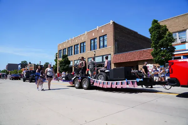 Stock image Sheboygan, Wisconsin / USA - July 4th, 2019: Many community members came out to be a spectator and watch 4th of july freedom pride festival parade marching downtown in the city.