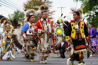 Wisconsin Dells, Wisconsin USA - September 17th, 2022: Native Americans of Ho - Chunk nation preformed native dances and rituals in front of spectators clipart
