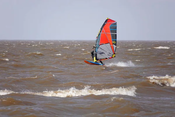 stock image Fond du Lac, Wisconsin, USA - May 3rd, 2020: Locals from Fond du Lac and out of state members enjoyed windsurfing and kitesurfing out on Winnebago Lake went against safer at home coronavirus pandemic