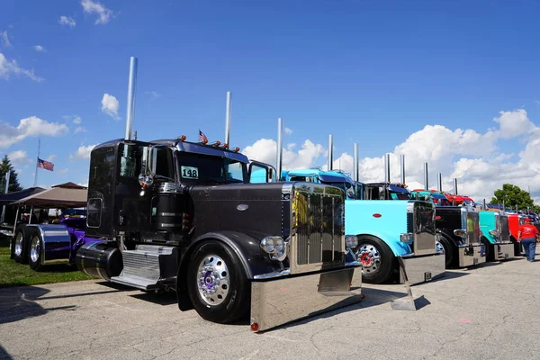 stock image Waupun, Wisconsin USA - August 11th, 2023: Many different colorful semi trucks showed up at Waupun's annual Truck-n-Show.