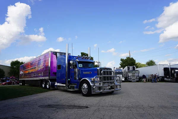 stock image Waupun, Wisconsin USA - August 11th, 2023: Trucking for Cure semi truck a support group for Pancreatic Cancer was being shown off at the annual Truck-n-Show.