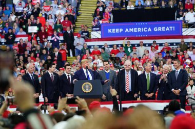 Milwaukee, Wisconsin / ABD - 14 Ocak 2020: 45. Başkan Donald John Trump, UW-Milwaukee Panter Arena 'da güçlü bir muhafazakar miting düzenledi..