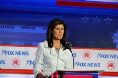 Milwaukee, Wisconsin USA - August 23rd, 2023: Former Governor of South Carolina Nikki Haley participated in the 2024 Republican Presidential debate.  clipart