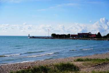 Sheboygan, Wisconsin 'de Michigan Gölü' ne sahil şeridi