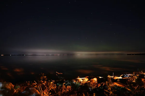 Foto Nocturna Fond Lac Wisconsin Parque Junto Lago Durante Fría — Foto de Stock