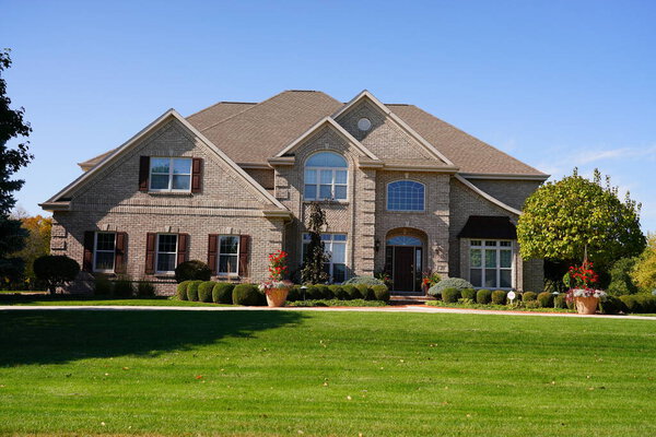 Fond du Lac, Wisconsin /USA -October 6th, 2020: Luxury upscale house being sold in the suburbs of Fond du Lac.