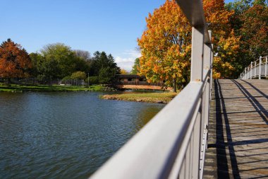 Fond du Lac Lakeside Parkı 'nda sonbahar sezonu.