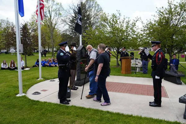 Fond du Lac, Wisconsin / USA - 15 Mayıs 2019: Fond du Lac, Wisconsin Bölgede yaşayan Yerel Polis, İtfaiyeciler ve Eyalet Polis memurlarının şehit düştüğü anma törenini gerçekleştirdi.