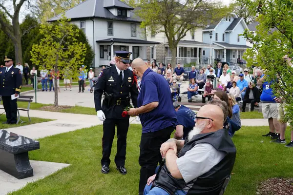 Fond du Lac, Wisconsin / USA - 15 Mayıs 2019: Fond du Lac, Wisconsin Bölgede yaşayan Yerel Polis, İtfaiyeciler ve Eyalet Polis memurlarının şehit düştüğü anma törenini gerçekleştirdi.