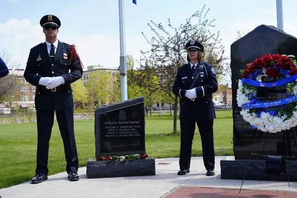 Fond du Lac, Wisconsin / USA - 15 Mayıs 2019: Fond du Lac, Wisconsin Bölgede yaşayan Yerel Polis, İtfaiyeciler ve Eyalet Polis memurlarının şehit düştüğü anma törenini gerçekleştirdi.