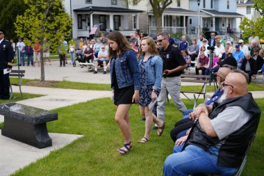 Fond du Lac, Wisconsin / USA - 15 Mayıs 2019: Fond du Lac, Wisconsin Bölgede yaşayan Yerel Polis, İtfaiyeciler ve Eyalet Polis memurlarının şehit düştüğü anma törenini gerçekleştirdi.