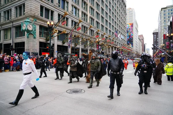 stock image Chicago, Illinois / USA - November 28th 2019: Members of the 501st Midwest Garrison dressed up in Star Wars Costumes and marched 2019 Uncle Dan's Chicago Thanksgiving Parade.