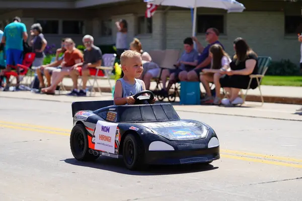 stock image Little Chute, Wisconsin USA - June 5th, 2021: Local community members walked and participated in Great Wisconsin Cheese festival parade.