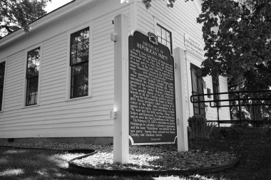 Ripon, Wisconsin ABD - 30 Mayıs 2021: Ripon, Wisconsin 'de Cumhuriyetçi Parti' nin doğduğu yerin terk edilmiş ulusal tarihi mekanı.