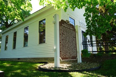 Ripon, Wisconsin ABD - 30 Mayıs 2021: Ripon, Wisconsin 'de Cumhuriyetçi Parti' nin doğduğu yerin terk edilmiş ulusal tarihi mekanı.