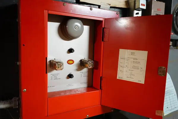 stock image Fond du Lac, Wisconsin USA - March 28th, 2021: Faraday fire alarm electrical control unit system found in a apartment building.