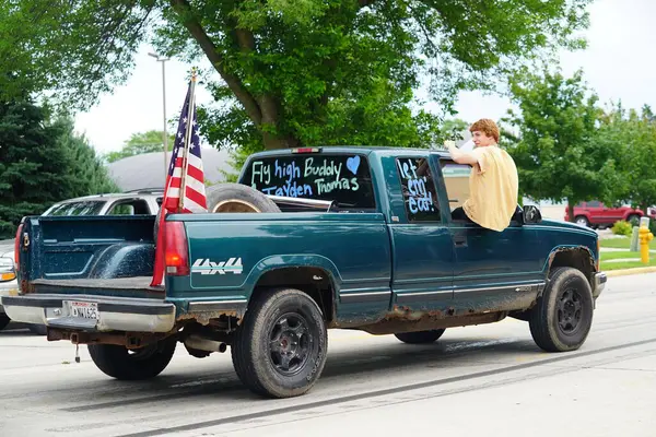 stock image Fond du Lac, Wisconsin / USA - July 18th, 2020: Members of fond du lac did burnouts in the trucks in the streets.